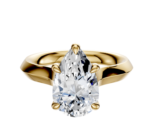 18K Yellow Gold 4 Prong Basket Cathedral Knife Edge 3.0mm Engagement Ring