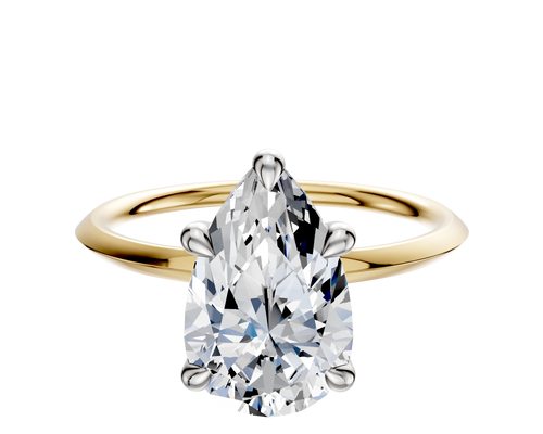 18K Two Tone 4 Prong Basket Classic Knife Edge 1.5mm Engagement Ring