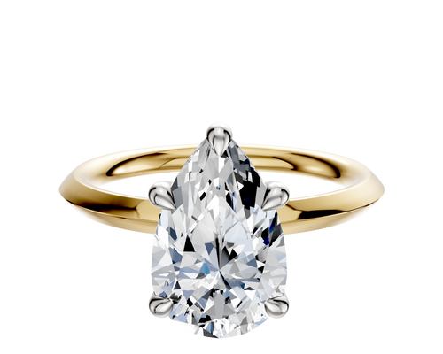 14K Two Tone 4 Prong Basket Classic Knife Edge 2.0mm Engagement Ring