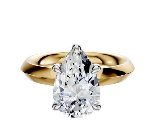 14K Two Tone 4 Prong Basket Classic Knife Edge 3.0mm Engagement Ring