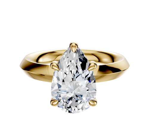 14K Yellow Gold 4 Prong Basket Classic Knife Edge 3.0mm Engagement Ring
