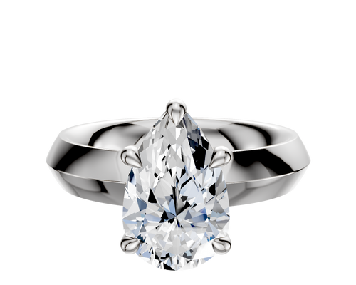 14K White Gold 4 Prong Basket Classic Knife Edge 4.0mm Engagement Ring