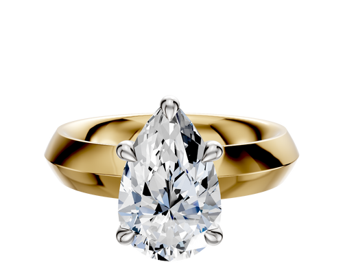 14K Two Tone 4 Prong Basket Classic Knife Edge 4.0mm Engagement Ring