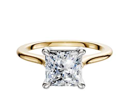 14K Two Tone 4 Prong Basket Cathedral Dome 1.5mm Engagement Ring