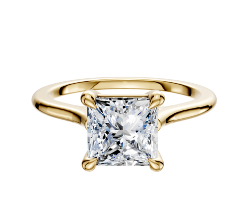 14K Yellow Gold 4 Prong Basket Cathedral Dome 1.5mm Engagement Ring