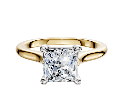 14K Two Tone 4 Prong Basket Cathedral Dome 2.0mm Engagement Ring