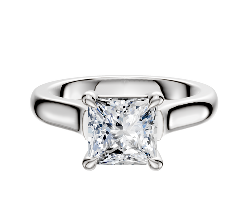 18K White Gold 4 Prong Basket Cathedral Dome 3.0mm Engagement Ring