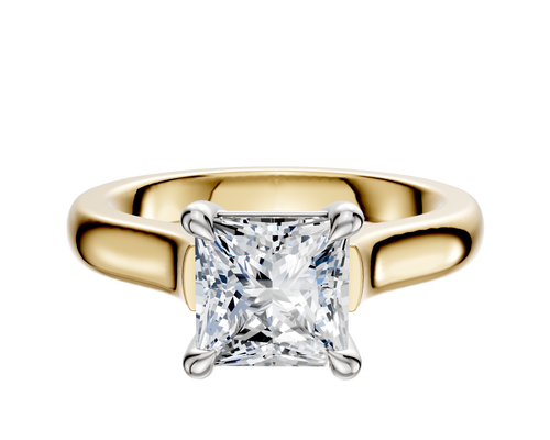 18K Two Tone 4 Prong Basket Cathedral Dome 3.0mm Engagement Ring