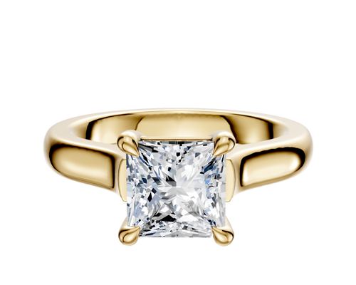 14K Yellow Gold 4 Prong Basket Cathedral Dome 3.0mm Engagement Ring