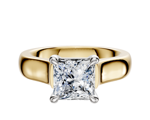 18K Two Tone 4 Prong Basket Cathedral Dome 4.0mm Engagement Ring