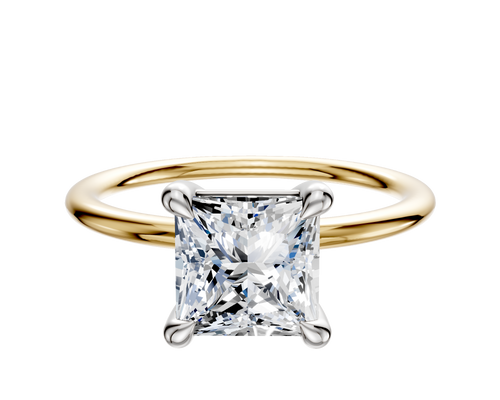 14K Two Tone 4 Prong Basket Classic Dome 1.5mm Engagement Ring