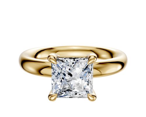 14K Yellow Gold 4 Prong Basket Classic Dome 3.0mm Engagement Ring
