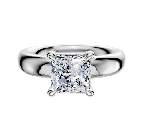 18K White Gold 4 Prong Basket Classic Dome 4.0mm Engagement Ring