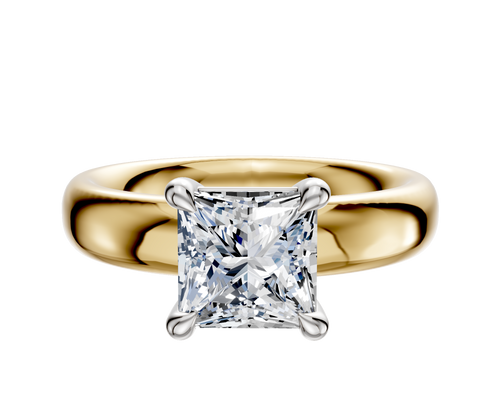 14K Two Tone 4 Prong Basket Classic Dome 4.0mm Engagement Ring
