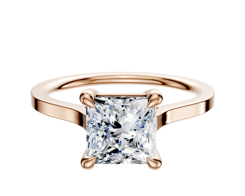14K Rose Gold 4 Prong Basket Cathedral Flat 1.5mm Engagement Ring