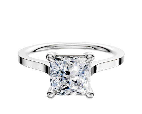 14K White Gold 4 Prong Basket Cathedral Flat 1.5mm Engagement Ring