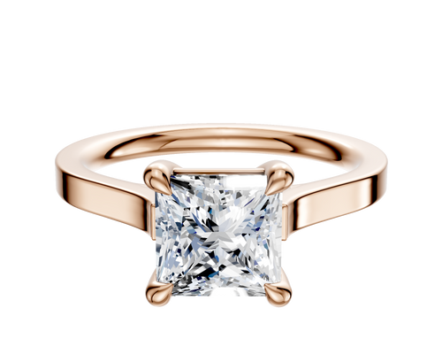 14K Rose Gold 4 Prong Basket Cathedral Flat 2.0mm Engagement Ring
