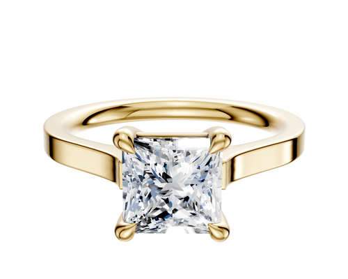 18K Yellow Gold 4 Prong Basket Cathedral Flat 2.0mm Engagement Ring