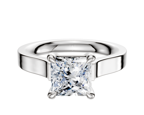 Platinum 4 Prong Basket Cathedral Flat 3.0mm Engagement Ring