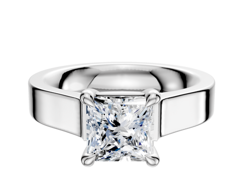14K White Gold 4 Prong Basket Cathedral Flat 4.0mm Engagement Ring