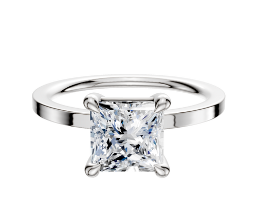 14K White Gold 4 Prong Basket Classic Flat 1.5mm Engagement Ring