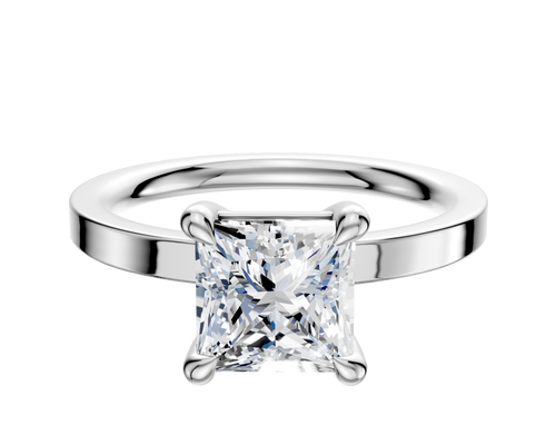 14K White Gold 4 Prong Basket Classic Flat 2.0mm Engagement Ring
