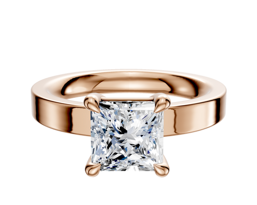 18K Rose Gold 4 Prong Basket Classic Flat 3.0mm Engagement Ring