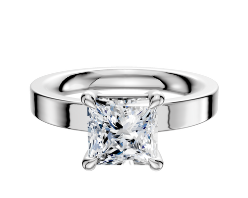 18K White Gold 4 Prong Basket Classic Flat 3.0mm Engagement Ring