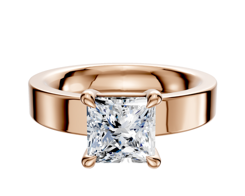 18K Rose Gold 4 Prong Basket Classic Flat 4.0mm Engagement Ring