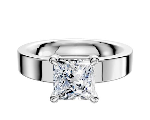 18K White Gold 4 Prong Basket Classic Flat 4.0mm Engagement Ring