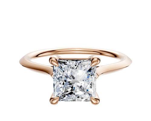14K Rose Gold 4 Prong Basket Cathedral Knife Edge 1.5mm Engagement Ring
