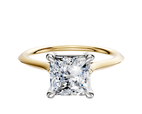 18K Two Tone 4 Prong Basket Cathedral Knife Edge 1.5mm Engagement Ring