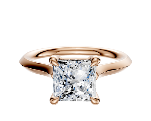 18K Rose Gold 4 Prong Basket Cathedral Knife Edge 2.0mm Engagement Ring