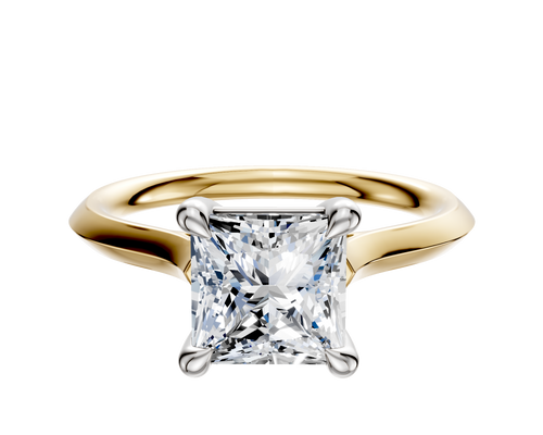 14K Two Tone 4 Prong Basket Cathedral Knife Edge 2.0mm Engagement Ring