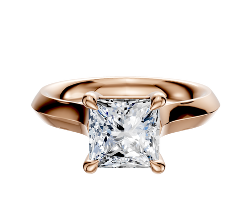 18K Rose Gold 4 Prong Basket Cathedral Knife Edge 3.0mm Engagement Ring