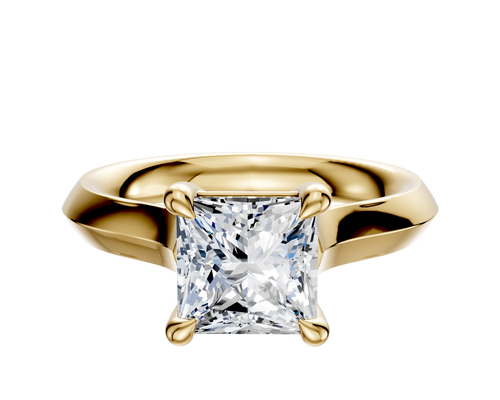 18K Yellow Gold 4 Prong Basket Cathedral Knife Edge 3.0mm Engagement Ring