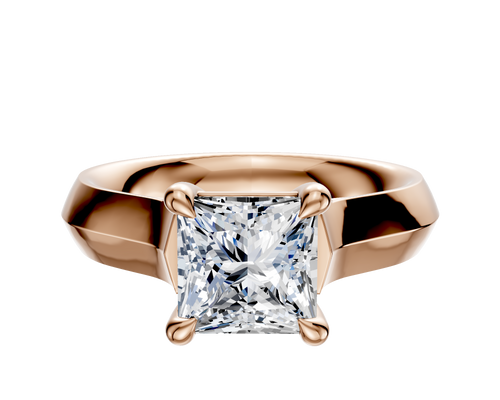 18K Rose Gold 4 Prong Basket Cathedral Knife Edge 4.0mm Engagement Ring