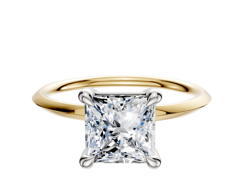 14K Two Tone 4 Prong Basket Classic Knife Edge 1.5mm Engagement Ring