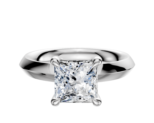 14K White Gold 4 Prong Basket Classic Knife Edge 3.0mm Engagement Ring