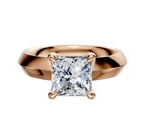 18K Rose Gold 4 Prong Basket Classic Knife Edge 4.0mm Engagement Ring