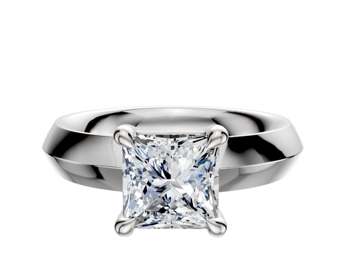 14K White Gold 4 Prong Basket Classic Knife Edge 4.0mm Engagement Ring