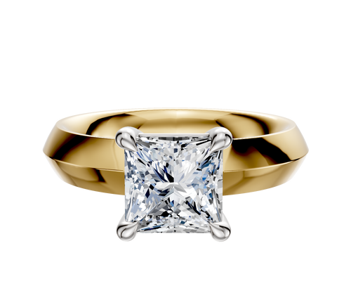 18K Two Tone 4 Prong Basket Classic Knife Edge 4.0mm Engagement Ring