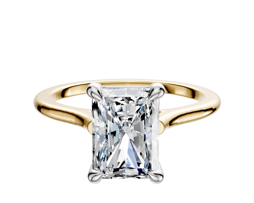 18K Two Tone 4 Prong Basket Cathedral Dome 1.5mm Engagement Ring
