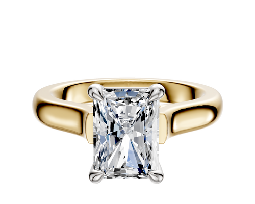 14K Two Tone 4 Prong Basket Cathedral Dome 3.0mm Engagement Ring