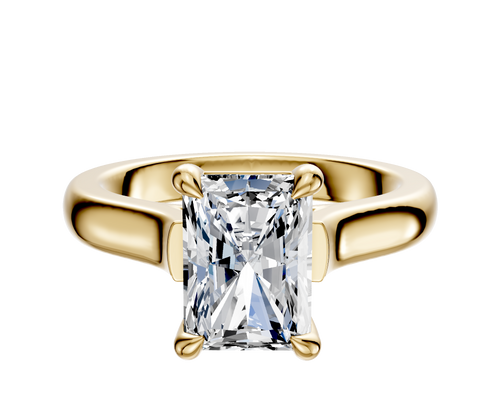 14K Yellow Gold 4 Prong Basket Cathedral Dome 3.0mm Engagement Ring