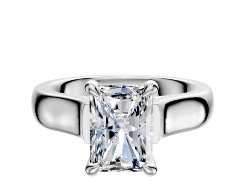 14K White Gold 4 Prong Basket Cathedral Dome 4.0mm Engagement Ring