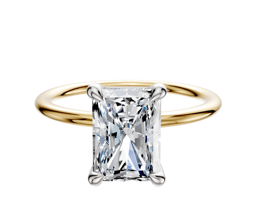 18K Two Tone 4 Prong Basket Classic Dome 1.5mm Engagement Ring