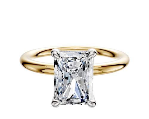 14K Two Tone 4 Prong Basket Classic Dome 2.0mm Engagement Ring