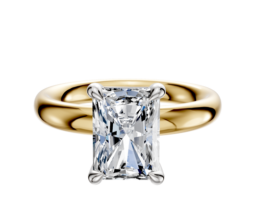 18K Two Tone 4 Prong Basket Classic Dome 3.0mm Engagement Ring