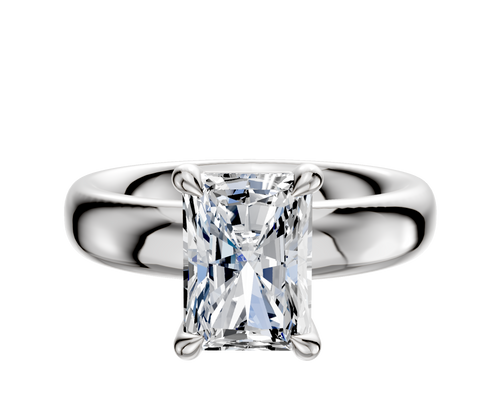 14K White Gold 4 Prong Basket Classic Dome 4.0mm Engagement Ring